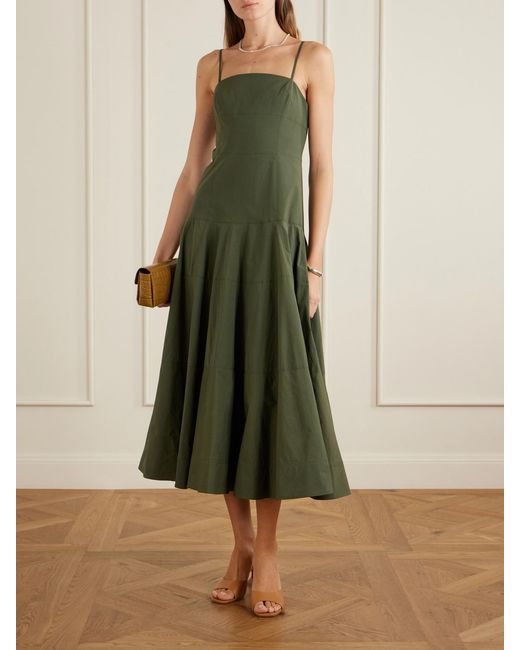 Veronica Beard Green Ilona Taffeta Midi Dress
