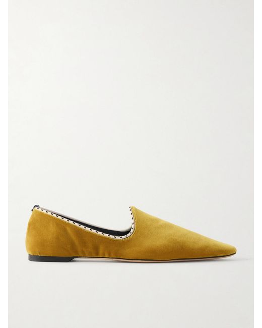 Totême Yellow Leather-Trimmed Velvet Slippers