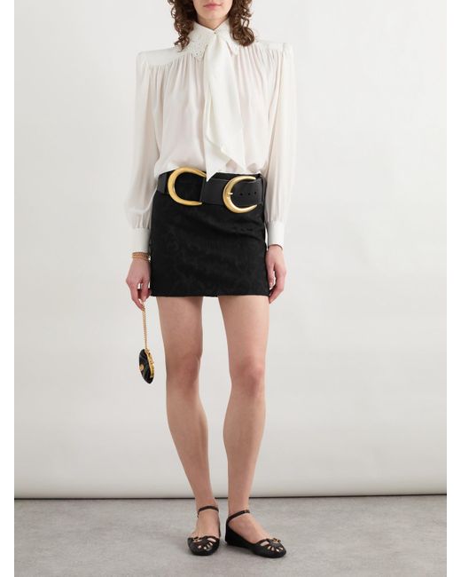 Chloé Black Wool-Blend Jacquard Mini Skirt