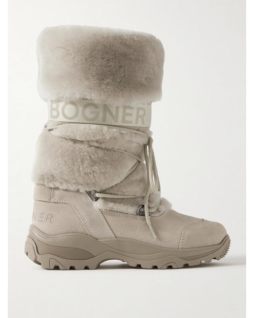 Bogner Natural Alta Badia 2 B Shearling And Suede Snow Boots