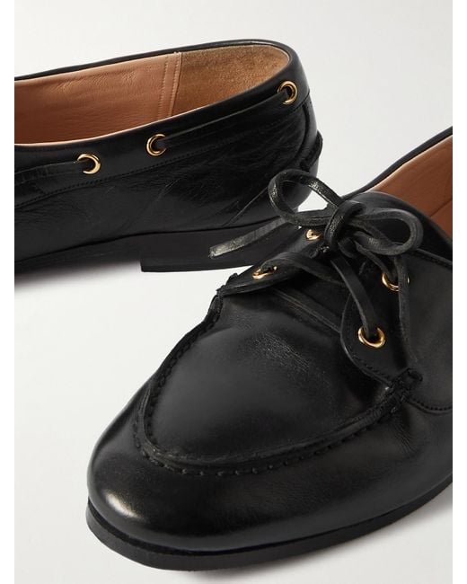 Bally Black Pathy Leather Boat Shoes