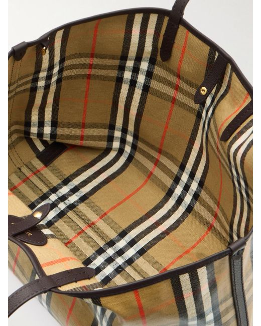 Burberry White Highlands Checked Coated-Canvas Tote