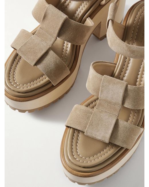 Gabriela Hearst Natural Hera Suede Platform Sandals