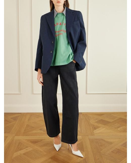 Willy Chavarria Blue Chuco Pinstriped Woven Blazer