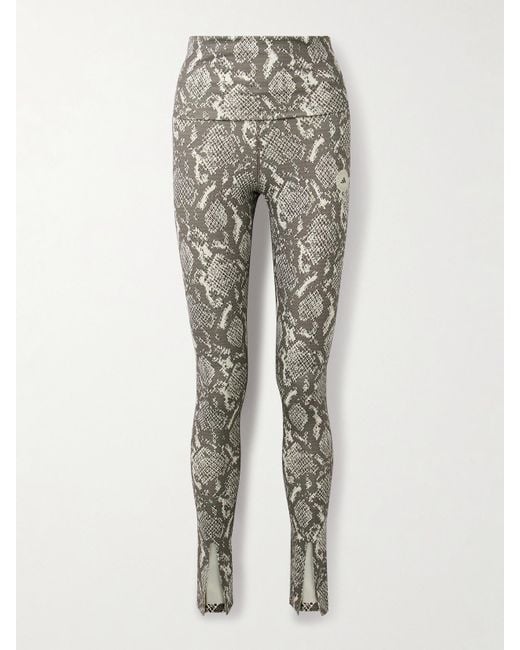 Adidas By Stella McCartney Gray Snake-Print Recycled-Stretch Leggings