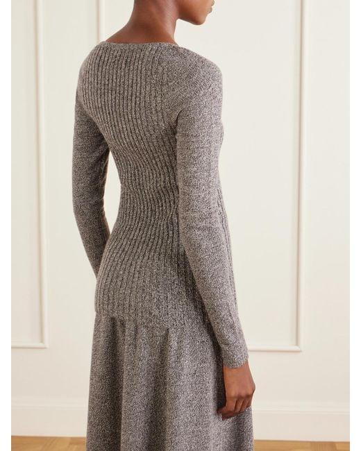 The Elder Statesman Gray Marl Knitted Cashmere T-Shirt