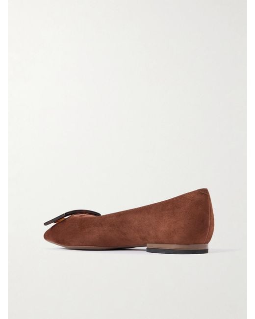 Roger Vivier Brown Gommettine Buckled Suede Ballet Flats