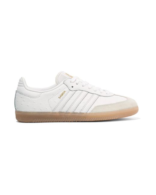 adidas Originals Samba Suede-trimmed Ostrich-effect Leather Sneakers in ...