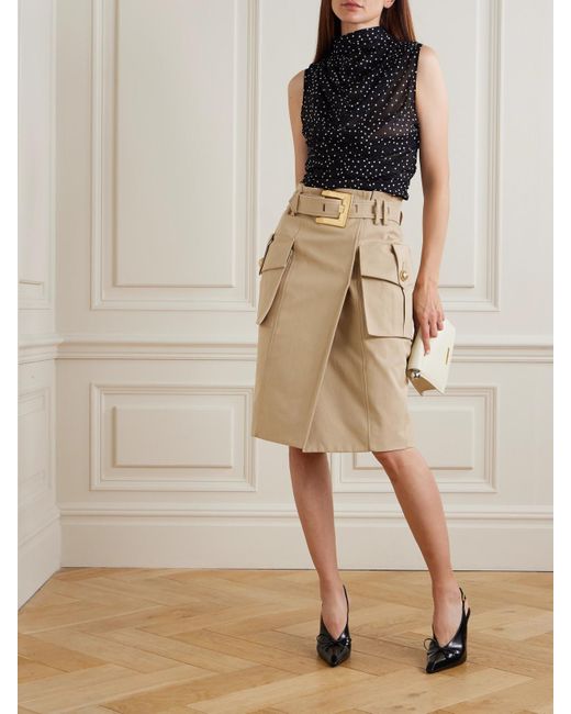 Balmain Natural Rock Aus Baumwollgabardine Mit Wickeleffekt Und Zierknöpfen