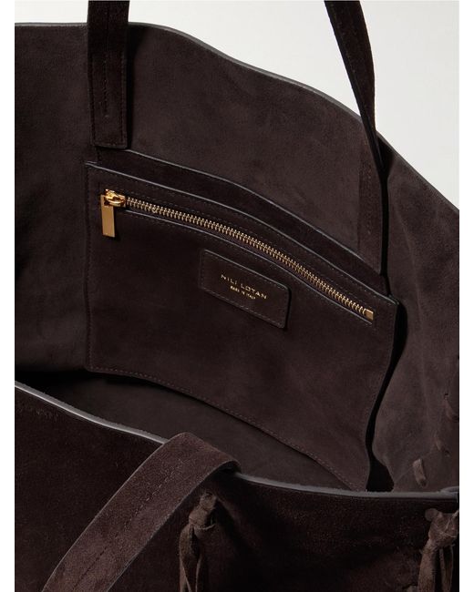 Nili Lotan Black Joni Fringed Suede Tote