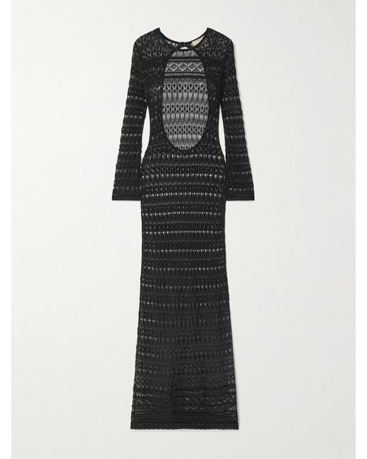 Isabel Marant Black Paloma Open-Back Crocheted Cotton-Blend Maxi Dress