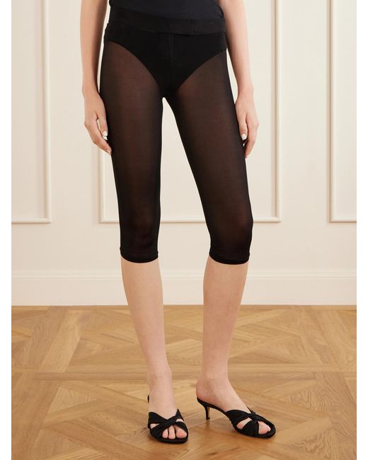 Magda Butrym Black Cropped Mesh Skinny-Leg Pants