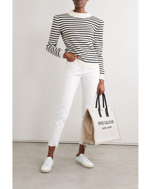 Saint Laurent White Court Classic Sl/06 Logo-Embroidered Leather Sneakers