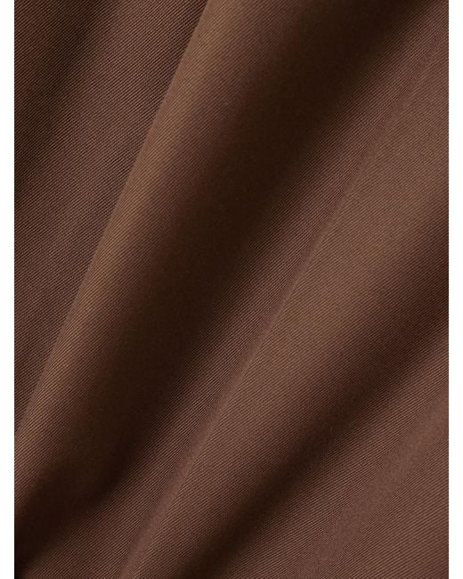 Loewe Brown Verkürzte Hose Mit Weitem Bein Aus Twill Aus Einer Baumwoll-Seidenmischung Mit Lederbesätzen