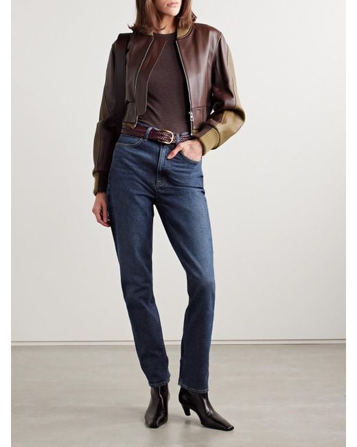 Agolde Blue High Rise Stovepipe Straight-Leg Organic Jeans