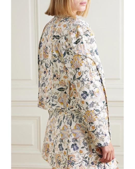 Ulla Johnson White Anika Gesteppte Jacke Aus Seide Mit Blumenprint