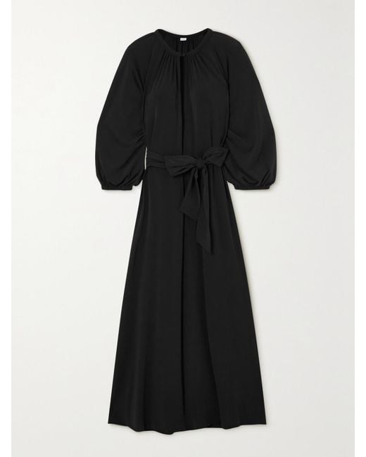 Eres Black Adela Midikleid Aus Stretch-Jersey Mit Bindegürtel Und Raffungen