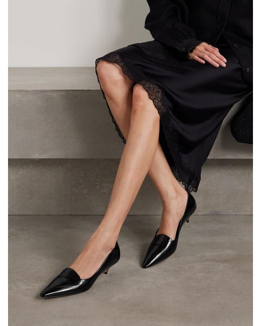 The Row Black Viv Glossed-Leather Pumps