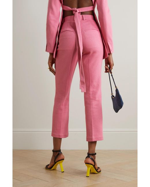 Thebe Magugu Pink Wool Straight-Leg Pants
