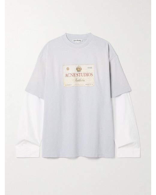 Acne White Layered Print T-shirt