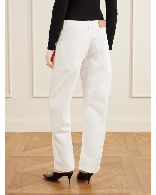 Stella McCartney White Cropped High-Rise Barrel-Leg Jeans