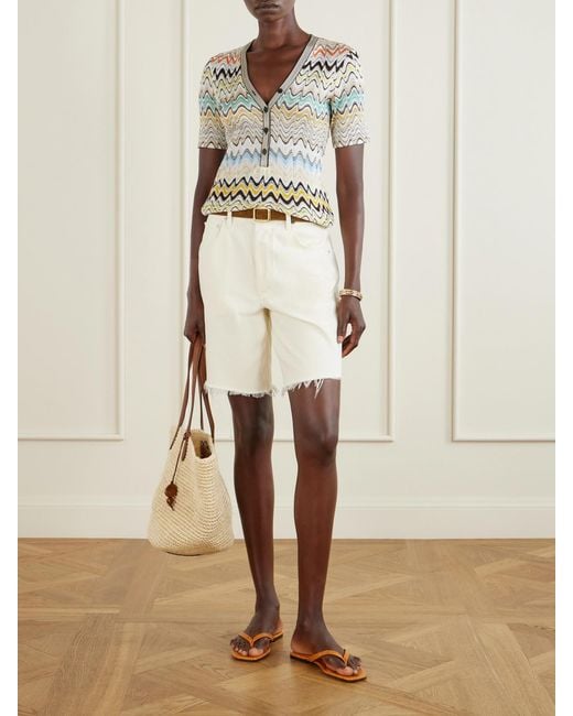 Missoni Natural Striped Crochet-Knit Sweater