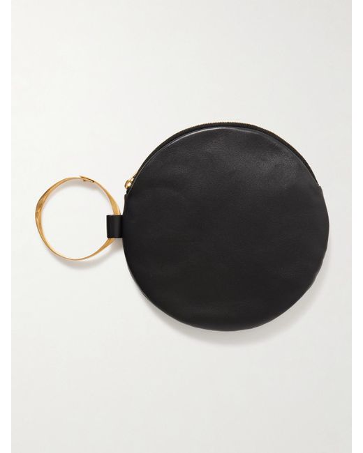The Row Black Clutch Aus Leder