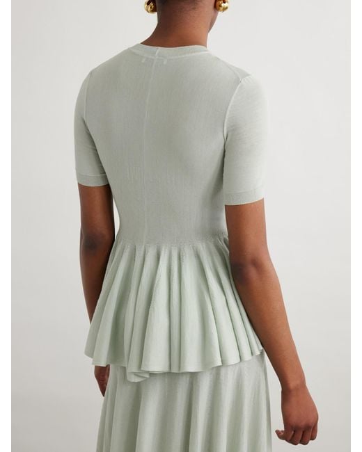 Alaïa Gray Wool Peplum Top