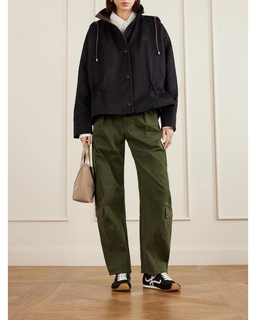 Loewe Black Hooded Cotton And Silk-Blend Canvas Jacket