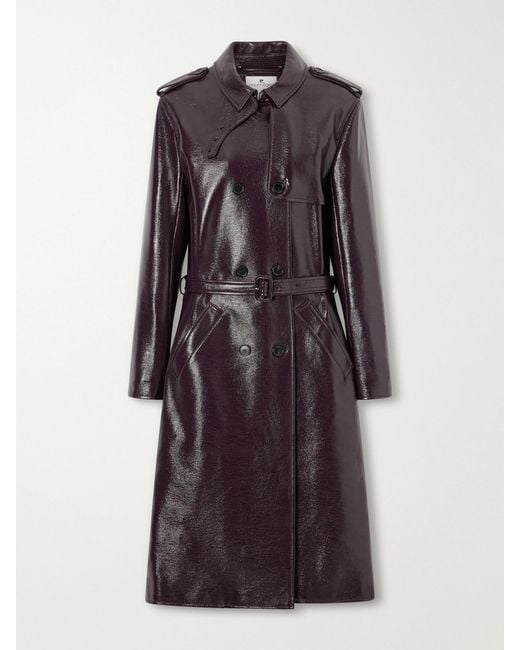 Courreges Purple Belted Cotton-Blend Vinyl Trench Coat