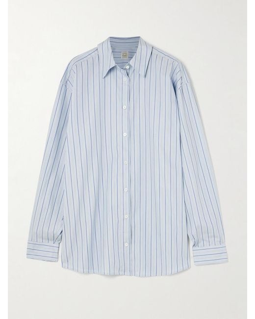 Totême Blue Striped Cotton-Poplin Shirt