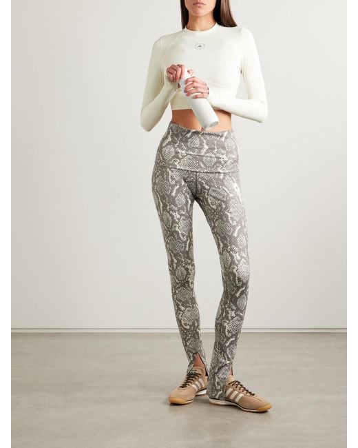 Adidas By Stella McCartney Natural Truepurpose Verkürztes Oberteil Aus Recyceltem Stretch-Material Mit Print