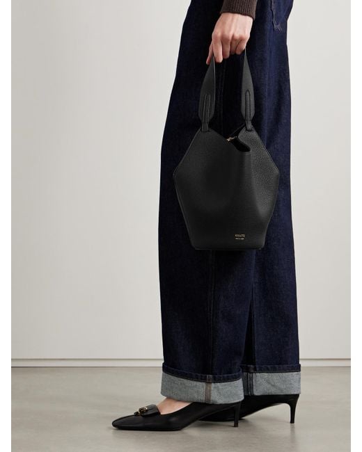 Khaite Black Lotus Mini Textured-Leather Tote