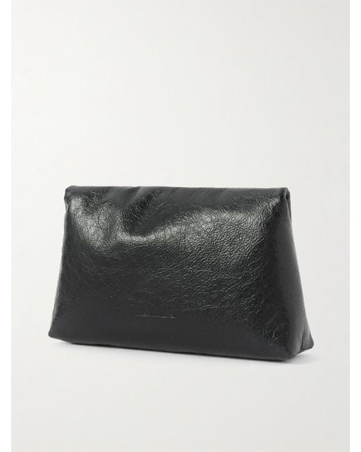 Dries Van Noten Black Mittelgroße Clutch Aus Strukturiertem Leder