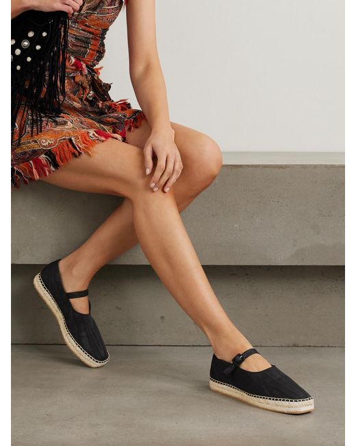 Loeffler Randall Black Clover Moire Mary Jane Espadrilles
