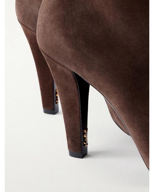 Saint Laurent Brown Jill 95 Suede Ankle Boots