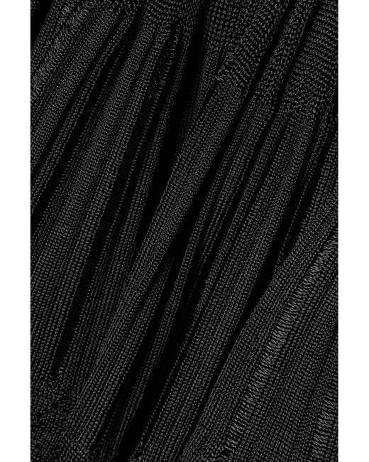 Alaïa Black Ribbed Pointelle-Knit Mini Dress