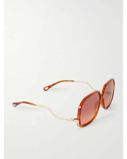 Chloé Pink Square-Frame Acetate Sunglasses