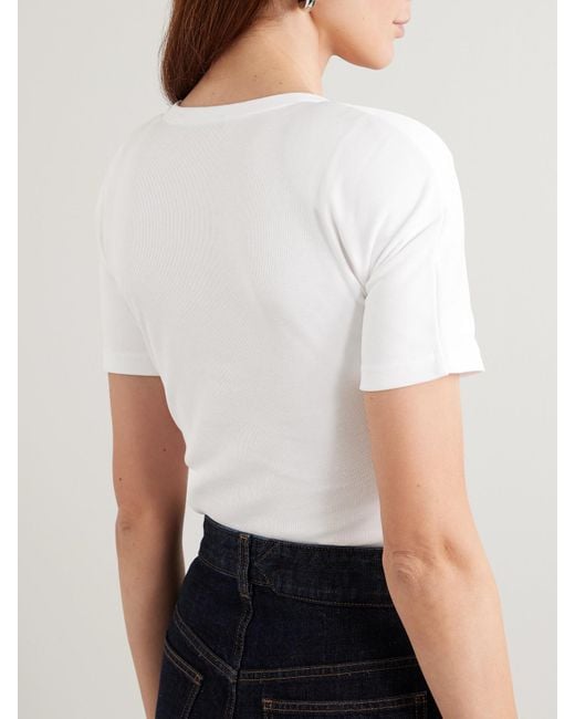 Jacquemus White The Ovalo Body Aus Geripptem Baumwoll-Jersey Mit Stickerei