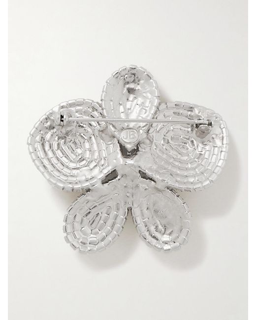 Jennifer Behr White Kiarra Rhodium-Plated Crystal Brooch