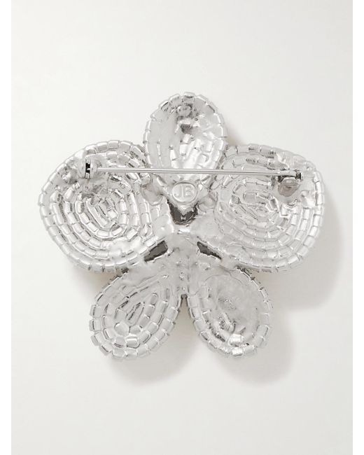 Jennifer Behr White Kiarra Rhodinierte Brosche Mit Kristallen