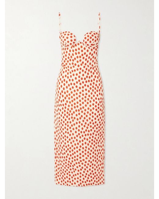 Alaïa White Polka-Dot Jersey Midi Dress
