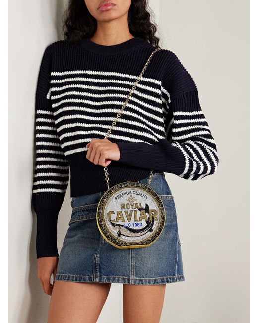 Judith Leiber Gray Royal Caviar Clutch Mit Silberfarbenen Details Und Kristallen