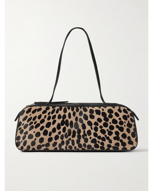 Khaite Metallic Simona Leather-Trimmed Leopard-Print Calf Hair Shoulder Bag