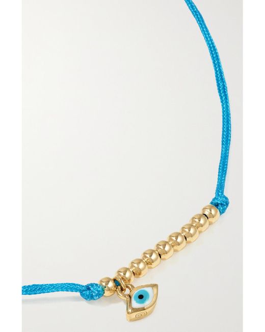 Sydney Evan Blue Evil Eye 14-Karat, Cord And Enamel Bracelet
