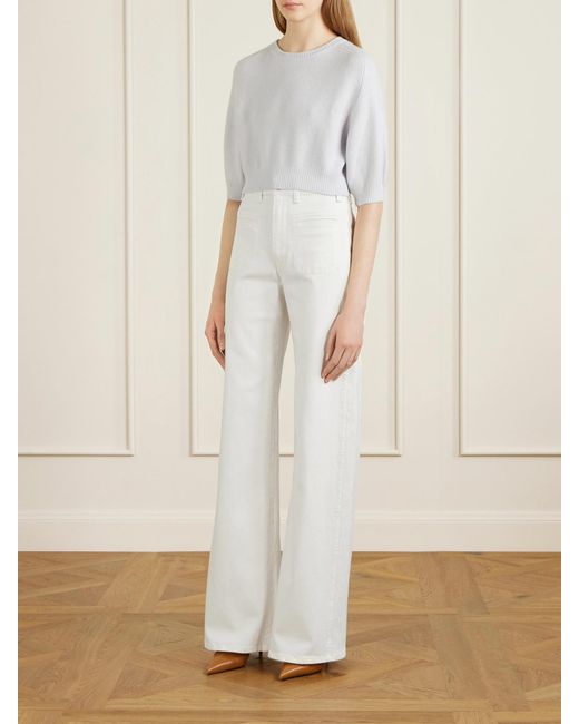 Khaite White Delmonico High-Rise Wide-Leg Jeans