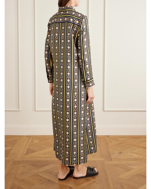 LaDoubleJ Brown Chemise Printed Silk-Twill Maxi Dress
