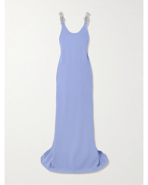 Stella McCartney Blue Robe Aus Crêpe Mit Verzierungen