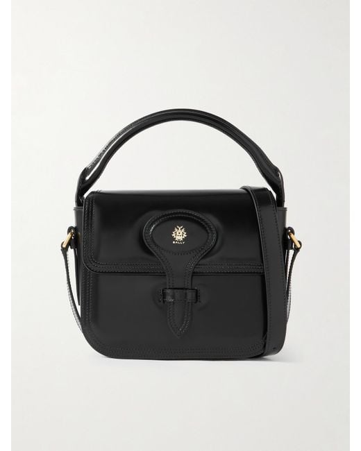 Bally Black Beckett Flat Mini Tote Aus Glanzleder
