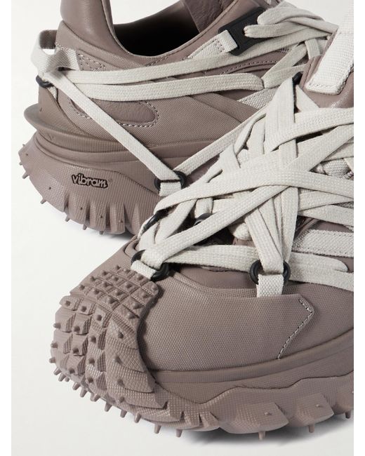 Rick Owens Gray Moncler Trailgrip Megalace Leather-Trimmed Canvas Sneakers